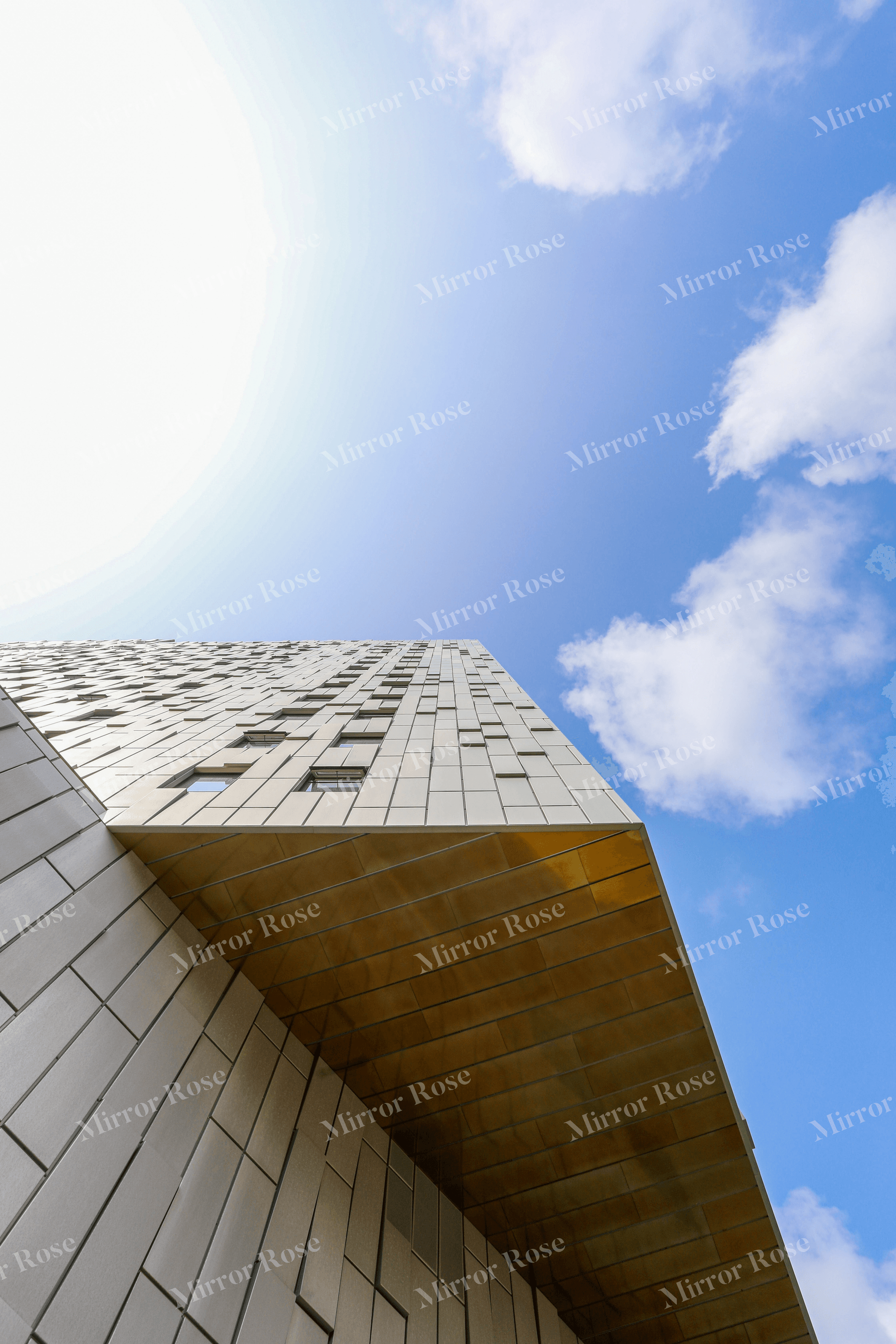 contemporary nordic architecture against a bright sky