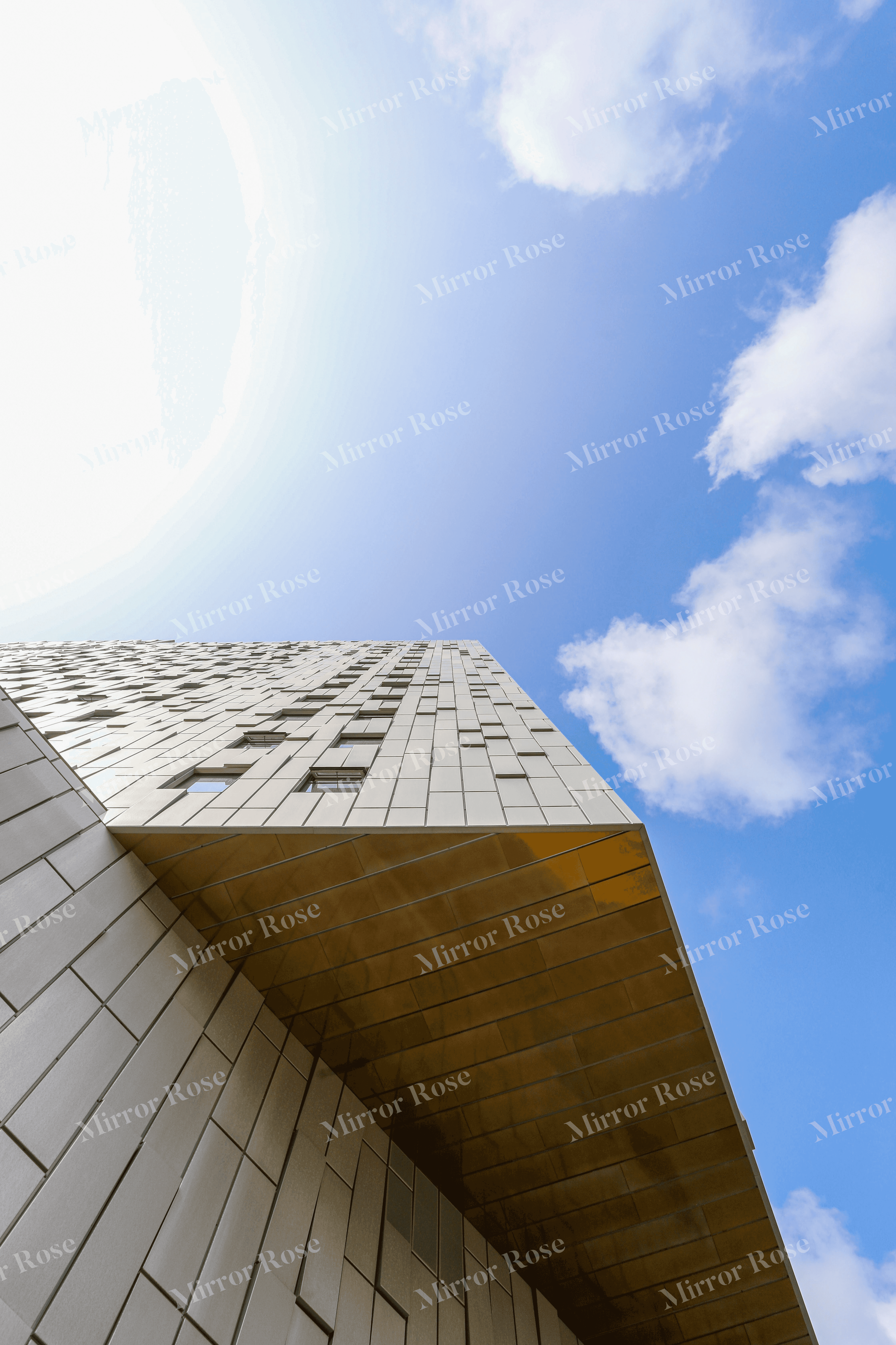 contemporary nordic architecture against a bright sky