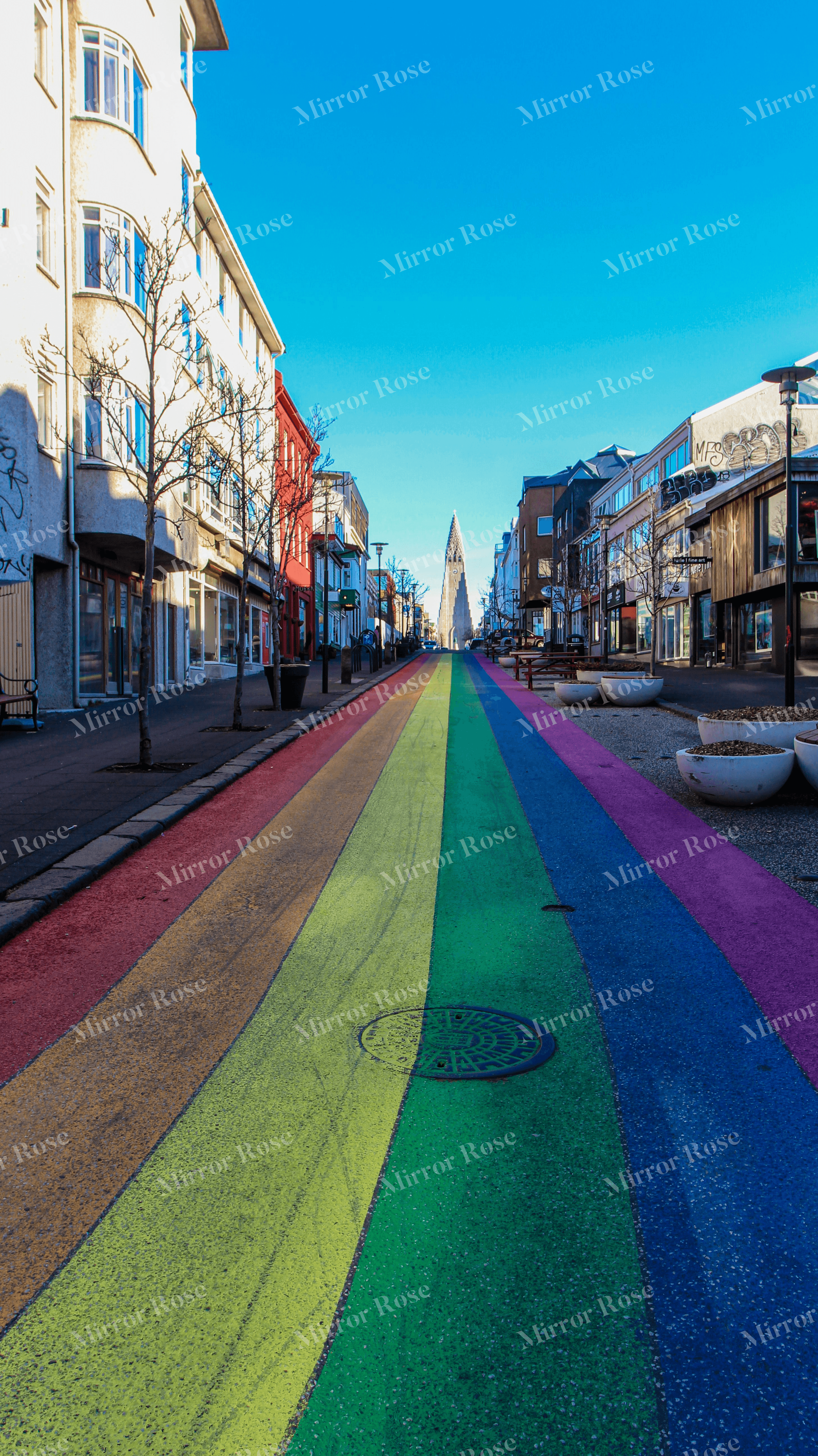 vibrant nordic street scene in iceland