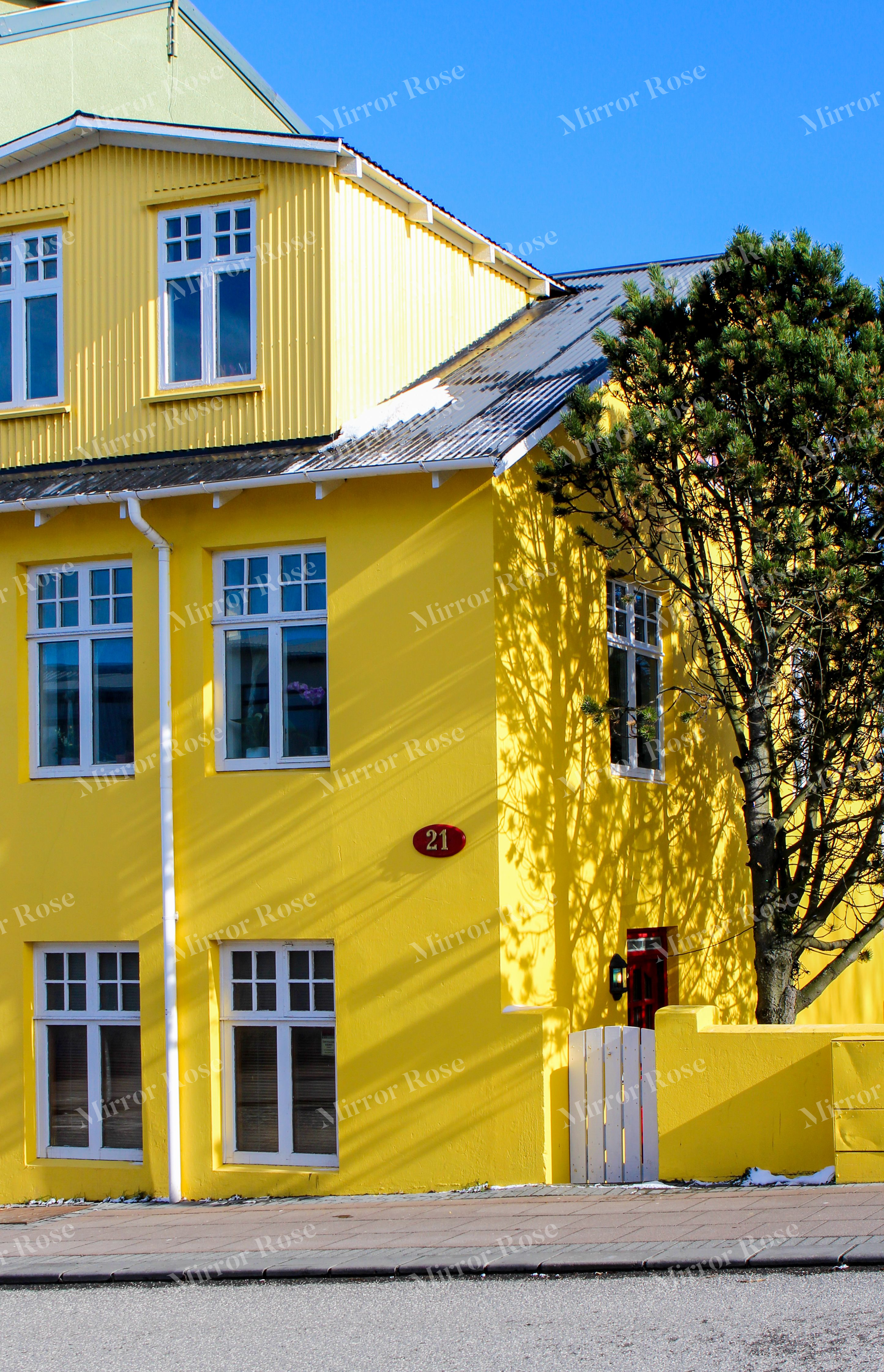 charming nordic architecture in vibrant yellow