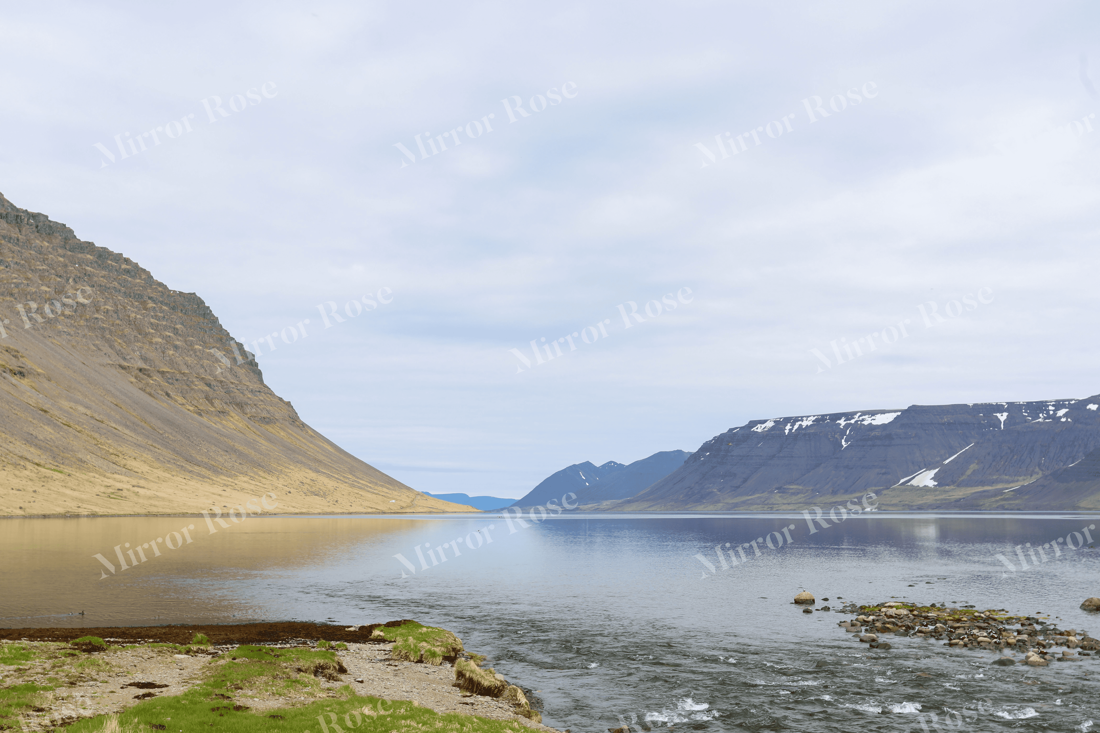 serene nordic landscape with icelandic mountains